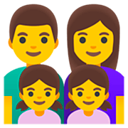 👨‍👩‍👧‍👧 Emoji Familie: Mann, Frau, Mädchen und Mädchen Google 15.0.