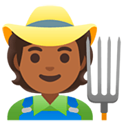 🧑🏾‍🌾 Emoji Agricultor: Pele Morena Escura na Google 15.0.
