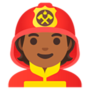 🧑🏾‍🚒 Emoji Bombero: Tono De Piel Oscuro Medio en Google 15.0.
