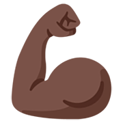 💪🏿 Emoji Bíceps Flexionado: Tono De Piel Oscuro en Google 15.0.