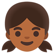 👧🏾 Emoji Mädchen: mitteldunkle Hautfarbe Google 15.0.