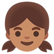 👧🏽 Emoji Mädchen: mittlere Hautfarbe Google 15.0.