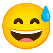 😅 Emoji grinsendes Gesicht mit Schweißtropfen Google 15.0.