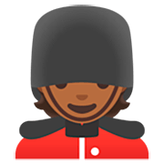 💂🏾 Emoji Guarda: Pele Morena Escura na Google 15.0.