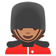 💂🏽 Emoji Guarda: Pele Morena na Google 15.0.