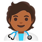 🧑🏾‍⚕️ Emoji Profesional Sanitario: Tono De Piel Oscuro Medio en Google 15.0.
