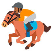 🏇🏾 Emoji Corrida De Cavalos: Pele Morena Escura na Google 15.0.