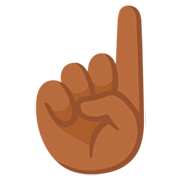 ☝🏾 Emoji nach oben weisender Zeigefinger von vorne: mitteldunkle Hautfarbe Google 15.0.