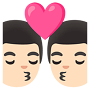 👨🏻‍❤️‍💋‍👨🏻 Emoji sich küssendes Paar - Mann: helle Hautfarbe, Mann: helle Hautfarbe Google 15.0.