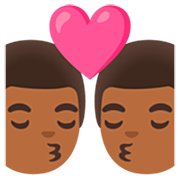 👨🏾‍❤️‍💋‍👨🏾 Emoji sich küssendes Paar - Mann: mitteldunkle Hautfarbe, Mann: mitteldunkle Hautfarbe Google 15.0.