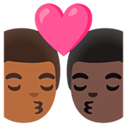 👨🏾‍❤️‍💋‍👨🏿 Emoji Beso - Hombre: Tono De Piel Oscuro Medio, Hombre: Tono De Piel Oscuro en Google 15.0.