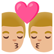 👨🏼‍❤️‍💋‍👨🏼 Emoji sich küssendes Paar - Mann: mittelhelle Hautfarbe, Mann: mittelhelle Hautfarbe Google 15.0.