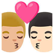 👨🏼‍❤️‍💋‍👨🏻 Emoji Beso - Hombre: Tono De Piel Claro Medio, Hombre: Tono De Piel Claro en Google 15.0.