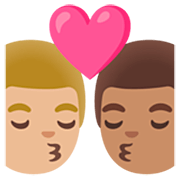 👨🏼‍❤️‍💋‍👨🏽 Emoji Beijo - Homem: Pele Morena Clara, Homem: Pele Morena na Google 15.0.