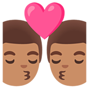 Emoji 👨🏽‍❤️‍💋‍👨🏽 Bacio Tra Coppia - Uomo: Carnagione Olivastra, Uomo: Carnagione Olivastra su Google 15.0.