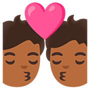 💏🏾 Emoji Beso, Tono De Piel Oscuro Medio en Google 15.0.