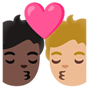 🧑🏿‍❤️‍💋‍🧑🏼 Emoji Beso: Persona, Persona, Tono De Piel Oscuro, Tono De Piel Claro Medio en Google 15.0.