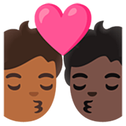 🧑🏾‍❤️‍💋‍🧑🏿 Emoji Beijo: Pessoa, Pessoa, Pele Morena Escura, Pele Escura na Google 15.0.