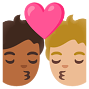 sich küssendes Paar: Person, Person, mitteldunkle Hautfarbe, mittelhelle Hautfarbe Google 15.0.