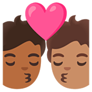 🧑🏾‍❤️‍💋‍🧑🏽 Emoji sich küssendes Paar: Person, Person, mitteldunkle Hautfarbe, mittlere Hautfarbe Google 15.0.