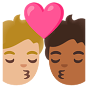 Emoji 🧑🏼‍❤️‍💋‍🧑🏾 Bacio Tra Coppia: persona, persona, Carnagione Abbastanza Chiara, Carnagione Abbastanza Scura su Google 15.0.