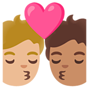 sich küssendes Paar: Person, Person, mittelhelle Hautfarbe, mittlere Hautfarbe Google 15.0.