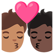 🧑🏽‍❤️‍💋‍🧑🏿 Emoji Beijo: Pessoa, Pessoa, Pele Morena, Pele Escura na Google 15.0.