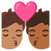 Emoji 🧑🏽‍❤️‍💋‍🧑🏾 Bacio Tra Coppia: persona, persona, Carnagione Olivastra, Carnagione Abbastanza Scura su Google 15.0.