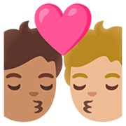 🧑🏽‍❤️‍💋‍🧑🏼 Emoji Beso: Persona, Persona, Tono De Piel Medio, Tono De Piel Claro Medio en Google 15.0.
