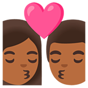 Emoji 👩🏾‍❤️‍💋‍👨🏾 Bacio Tra Coppia - Donna: Carnagione Abbastanza Scura, Uomo: Carnagione Abbastanza Scura su Google 15.0.