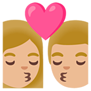 👩🏼‍❤️‍💋‍👨🏼 Emoji Beijo - Mulher: Pele Morena Clara, Homem: Pele Morena Clara na Google 15.0.
