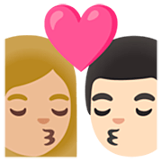 👩🏼‍❤️‍💋‍👨🏻 Emoji Beijo - Mulher: Pele Morena Clara, Homem: Pele Clara na Google 15.0.