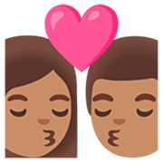 👩🏽‍❤️‍💋‍👨🏽 Emoji Beijo - Mulher: Pele Morena, Homem: Pele Morena na Google 15.0.