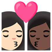 Emoji 👩🏻‍❤️‍💋‍👩🏿 Bacio Tra Coppia - Donna, Donna: Carnagione Chiara, Carnagione Scura su Google 15.0.