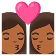 👩🏾‍❤️‍💋‍👩🏾 Emoji sich küssendes Paar - Frau: mitteldunkle Hautfarbe, Frau:mitteldunkle Hautfarbe Google 15.0.