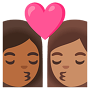 Emoji 👩🏾‍❤️‍💋‍👩🏽 Bacio Tra Coppia - Donna: Carnagione Abbastanza Scura, Donna: Carnagione Olivastra su Google 15.0.