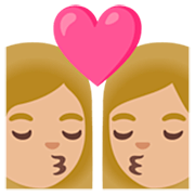 👩🏼‍❤️‍💋‍👩🏼 Emoji Beijo - Mulher: Pele Morena Clara, Mulher: Pele Morena Clara na Google 15.0.