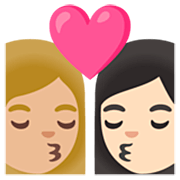 Emoji 👩🏼‍❤️‍💋‍👩🏻 Bacio Tra Coppia - Donna: Carnagione Abbastanza Chiara, Donna: Carnagione Chiara su Google 15.0.