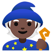 🧙🏿 Emoji Magier(in): dunkle Hautfarbe Google 15.0.