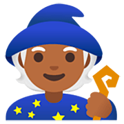 🧙🏾 Emoji Mago: Pele Morena Escura na Google 15.0.