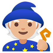 Emoji 🧙🏼 Mago: Carnagione Abbastanza Chiara su Google 15.0.