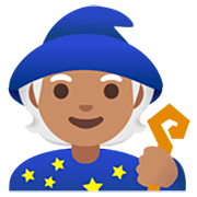 Emoji 🧙🏽 Mago: Carnagione Olivastra su Google 15.0.