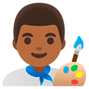 👨🏾‍🎨 Emoji Artista Hombre: Tono De Piel Oscuro Medio en Google 15.0.