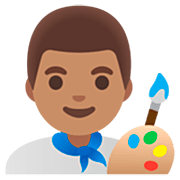 Emoji 👨🏽‍🎨 Artista Uomo: Carnagione Olivastra su Google 15.0.