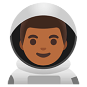 👨🏾‍🚀 Emoji Astronauta Hombre: Tono De Piel Oscuro Medio en Google 15.0.