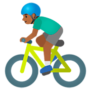 🚴🏾‍♂️ Emoji Homem Ciclista: Pele Morena Escura na Google 15.0.