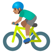 Émoji 🚴🏽‍♂️ Cycliste Homme : Peau Légèrement Mate sur Google 15.0.
