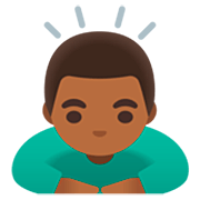🙇🏾‍♂️ Emoji Homem Fazendo Reverência: Pele Morena Escura na Google 15.0.