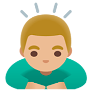 Emoji 🙇🏼‍♂️ Uomo Che Fa Inchino Profondo: Carnagione Abbastanza Chiara su Google 15.0.