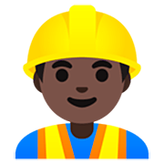 👷🏿‍♂️ Emoji Obrero Hombre: Tono De Piel Oscuro en Google 15.0.